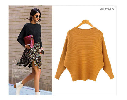 Women's Loose Long-Sleeved Knitted Pullover Sweater