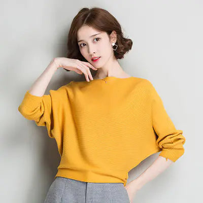 Women's Loose Long-Sleeved Knitted Pullover Sweater